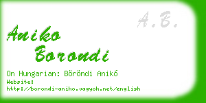 aniko borondi business card