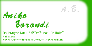 aniko borondi business card